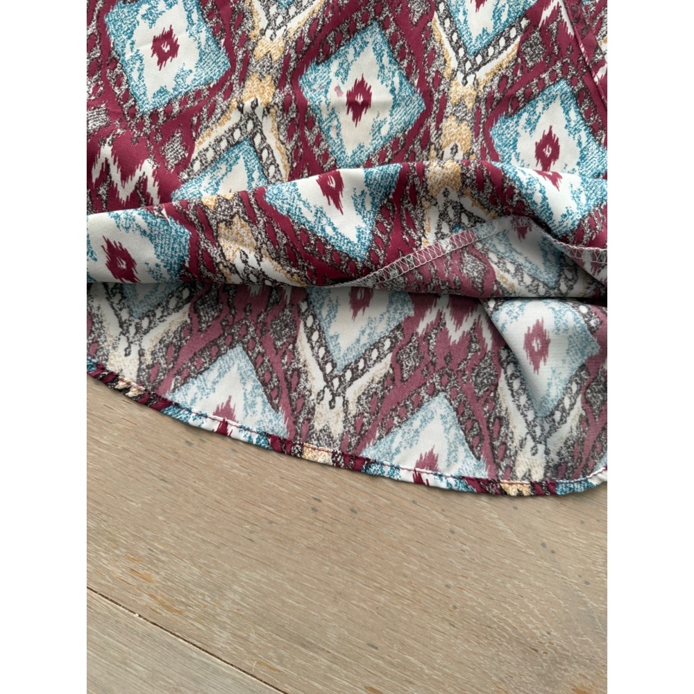 Olive Tree Womens Ikat Diamond Geometric Camisole Top Burgundy Teal Boho Small - Picture 5 of 9